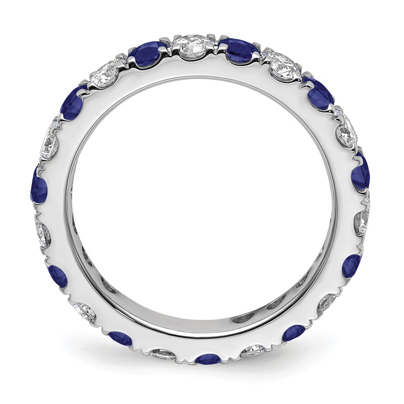 14k White Gold 1 carat Lab Grown Diamond VS/SI+ G+ and Lab Created Blue Sapphire Size 6 Eternity Band