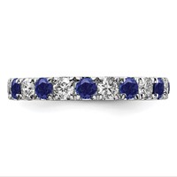 14K White Gold 1 Carat Lab Grown Diamond VS SI+ G+ and Lab Created Blue Sapphire Eternity Band view 3