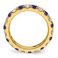 14K Yellow Gold 1 Carat Lab Grown Diamond VS SI+ G+ and Lab Created Blue Sapphire Eternity Band view 2