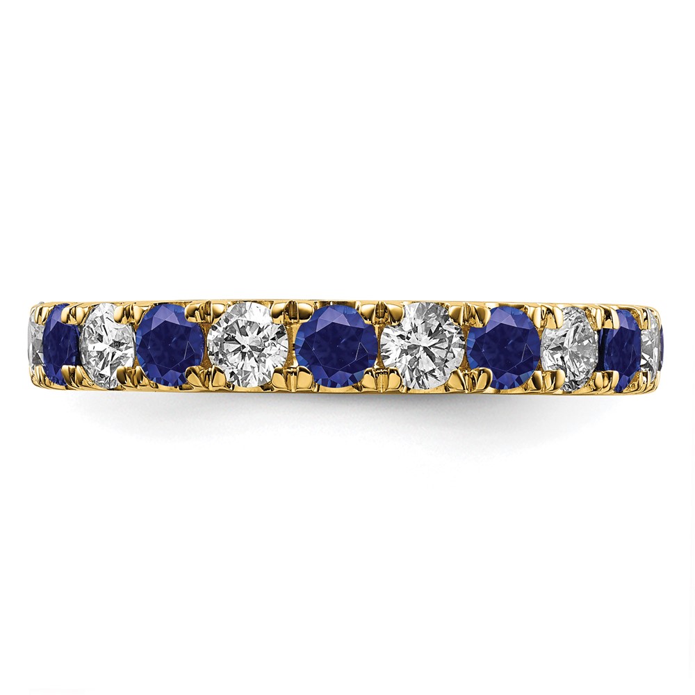 14k 1 carat Lab Grown Diamond VS/SI+ G+ and Lab Created Blue Sapphire Size 6.5 Eternity Band (ET0050-CSA-100-65YLG)