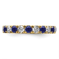 14K Yellow Gold 1 Carat Lab Grown Diamond VS SI+ G+ and Lab Created Blue Sapphire Eternity Band view 3