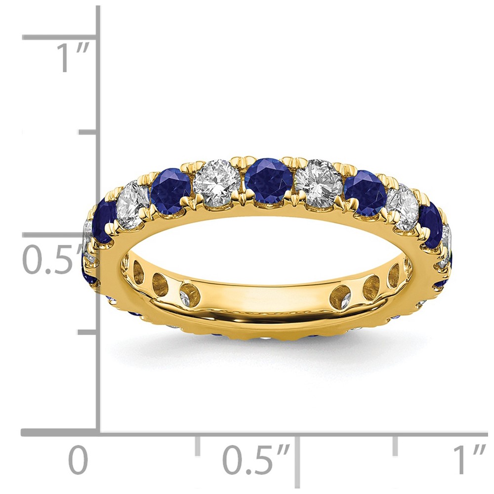 14k 1 carat Lab Grown Diamond VS/SI+ G+ and Lab Created Blue Sapphire Size 6.5 Eternity Band (ET0050-CSA-100-65YLG)
