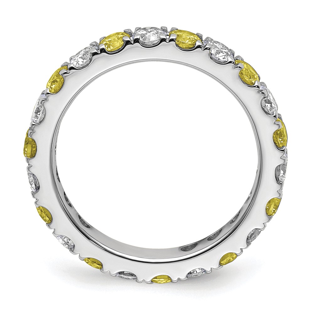 14k White Gold 1 carat Lab Grown Diamond VS/SI+ G+ and Lab Created Yellow Sapphire Size 4.5 Eternity Band (ET0050-CYS-100-45WLG)