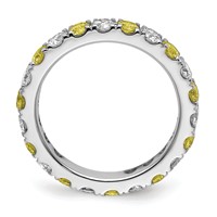 14K White Gold 1 Carat Lab Grown Diamond VS SI+ G+ and Lab Created Yellow Sapphire Eternity Band view 2