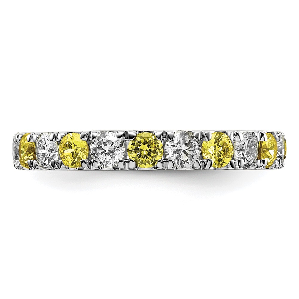 14k White Gold 1 carat Lab Grown Diamond VS/SI+ G+ and Lab Created Yellow Sapphire Size 4.5 Eternity Band (ET0050-CYS-100-45WLG)