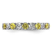 14K White Gold 1 Carat Lab Grown Diamond VS SI+ G+ and Lab Created Yellow Sapphire Eternity Band view 3