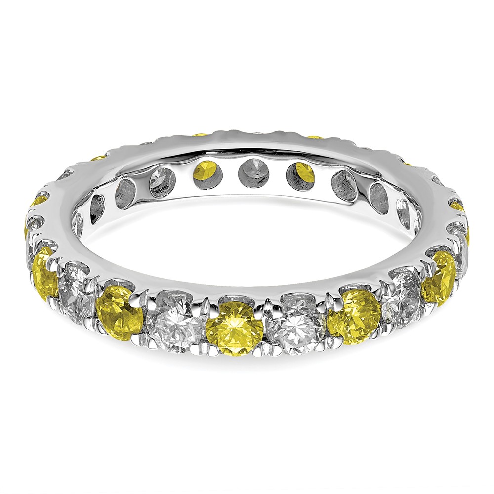 14k White Gold 1 carat Lab Grown Diamond VS/SI+ G+ and Lab Created Yellow Sapphire Size 4.5 Eternity Band (ET0050-CYS-100-45WLG)