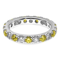 14K White Gold 1 Carat Lab Grown Diamond VS SI+ G+ and Lab Created Yellow Sapphire Eternity Band view 4