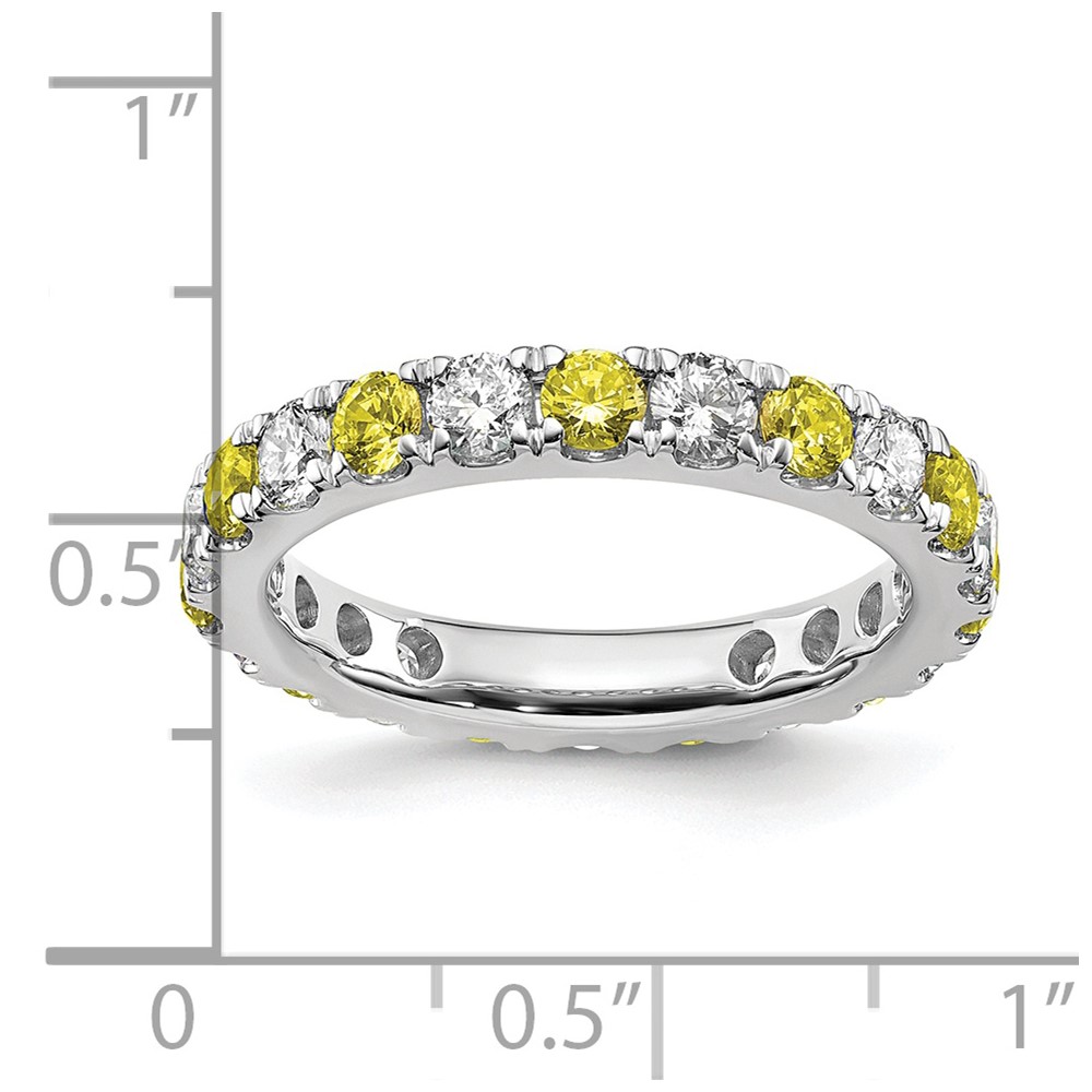 14k White Gold 1 carat Lab Grown Diamond VS/SI+ G+ and Lab Created Yellow Sapphire Size 4.5 Eternity Band (ET0050-CYS-100-45WLG)