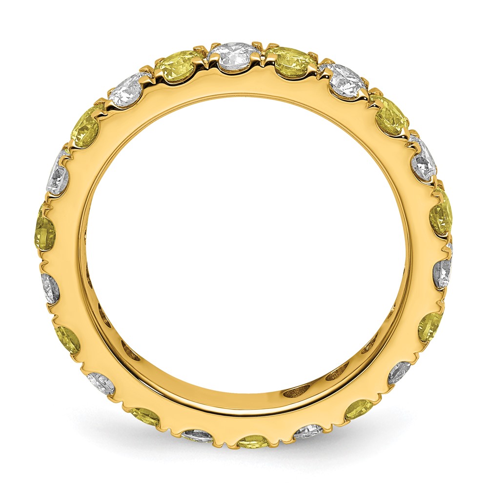 14k 1 1/5 carat Lab Grown Diamond VS/SI+ G+ and Lab Created Yellow Sapphire Size 7 Eternity Band (ET0050-CYS-100-7YLG)