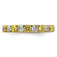 14K Yellow Gold 1 Carat Lab Grown Diamond VS SI+ G+ and Lab Created Yellow Sapphire Eternity Band view 3