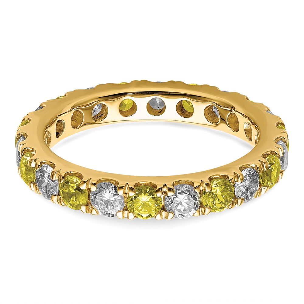 14k 1 1/5 carat Lab Grown Diamond VS/SI+ G+ and Lab Created Yellow Sapphire Size 7 Eternity Band (ET0050-CYS-100-7YLG)
