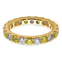 14K Yellow Gold 1 Carat Lab Grown Diamond VS SI+ G+ and Lab Created Yellow Sapphire Eternity Band view 4