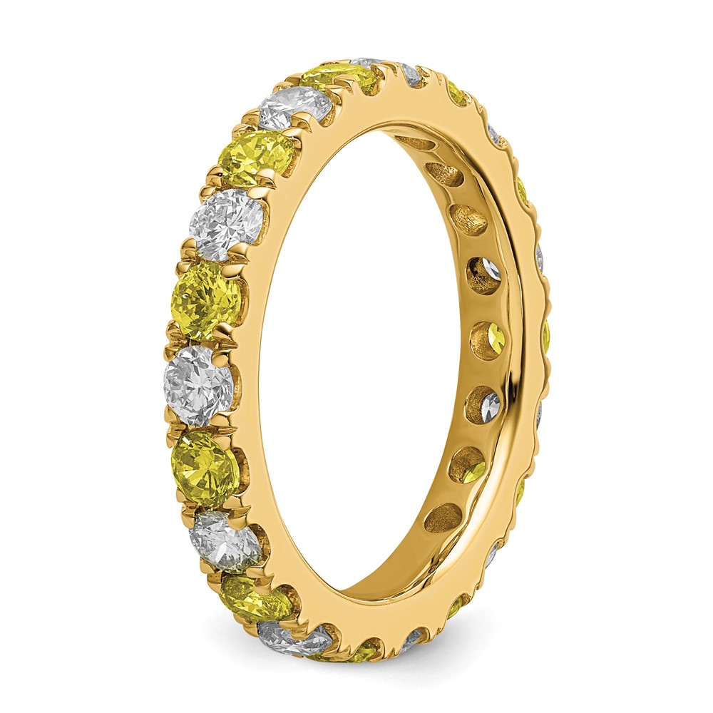14k 1 1/5 carat Lab Grown Diamond VS/SI+ G+ and Lab Created Yellow Sapphire Size 7 Eternity Band (ET0050-CYS-100-7YLG)