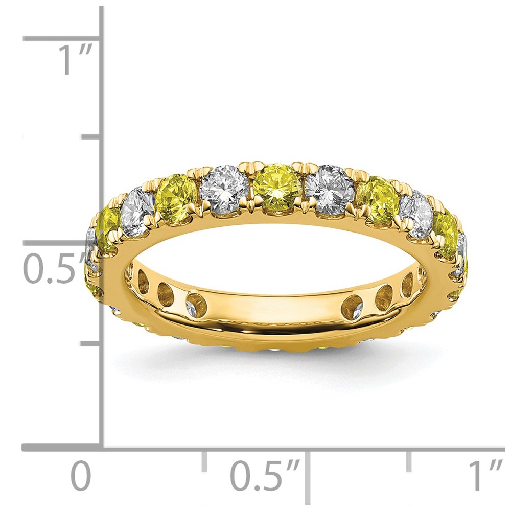 14k 1 1/5 carat Lab Grown Diamond VS/SI+ G+ and Lab Created Yellow Sapphire Size 7 Eternity Band (ET0050-CYS-100-7YLG)