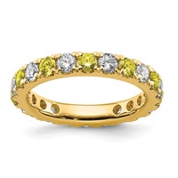 14K Yellow Gold 1 Carat Lab Grown Diamond VS SI+ G+ and Lab Created Yellow Sapphire Eternity Band view 1