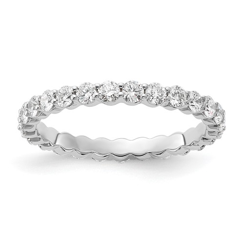 14K White Gold 1 Carat Lab Grown Diamond VS+ F+ Round Complete Channel Set Eternity Band, Size 5