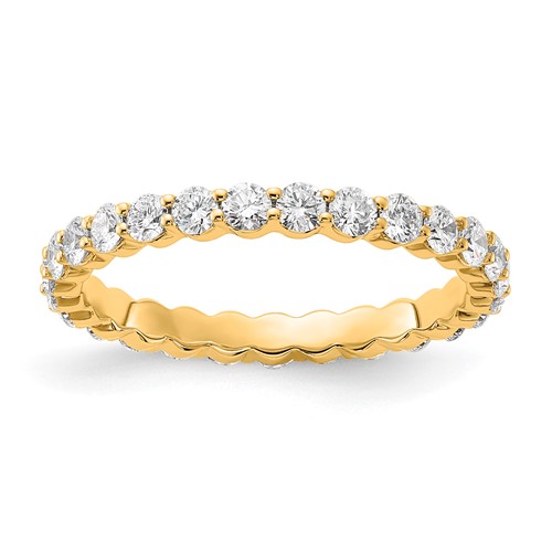 14K Yellow Gold 1 Carat Lab Grown Diamond VS+ F+ Round Complete Channel Set Eternity Band, Size 6.5