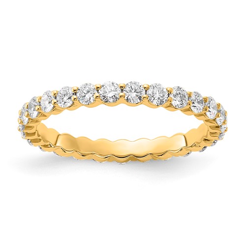 14K Yellow Gold 1 Carat Lab Grown Diamond VS+ F+ Round Complete Channel Set Eternity Band, Size 7