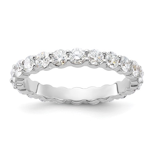 14K White Gold 1.50 Carat Lab Grown Diamond VS+ F+ Round Complete Channel Set Eternity Band, Size 4