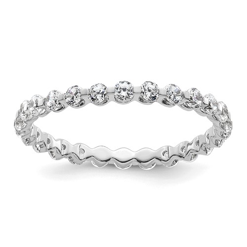 True Origin 14K White Gold 0.88 Carat Lab Grown Diamond VS+ F+ Complete Eternity Band, Size 7