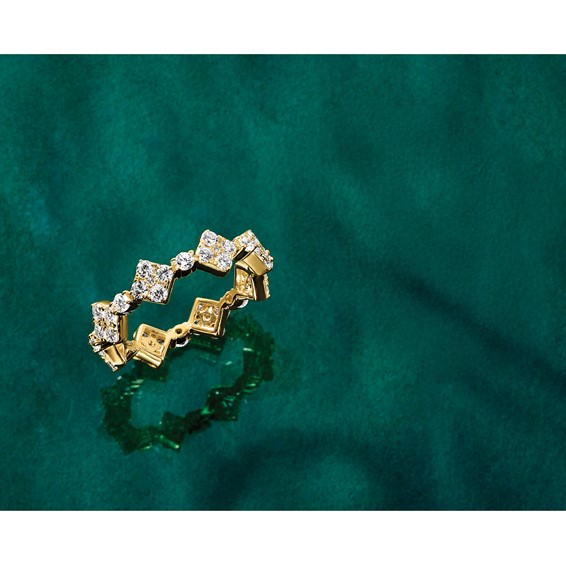 True Origin 14K Yellow Gold 1 1/4 carat Lab Grown Diamond VS+ F+ Size 7.5 Complete Eternity Band