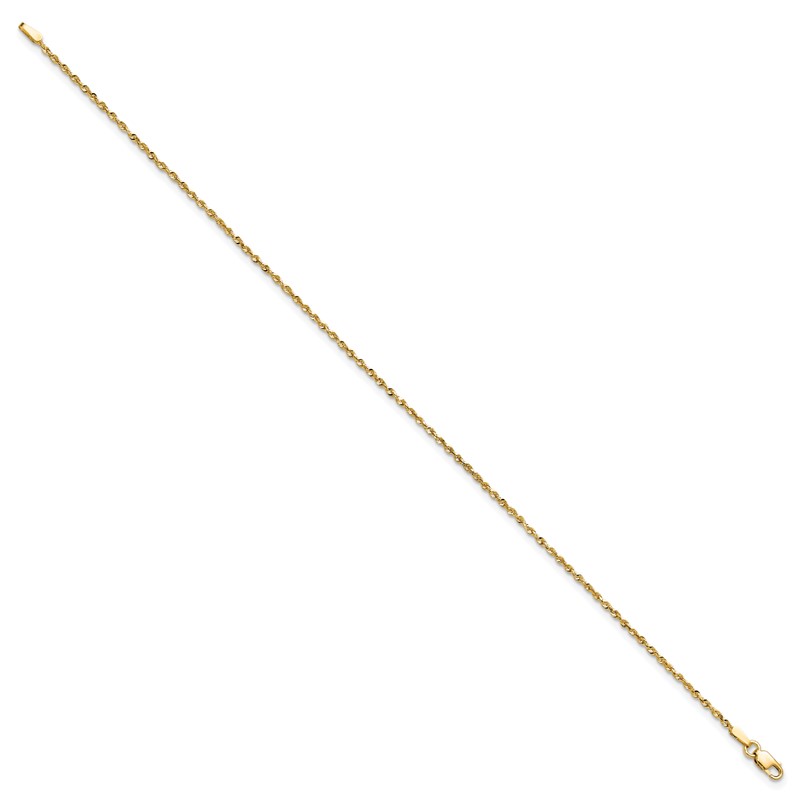 14K 6 inch 1.5mm Ultra Diamond-cut Rope with Lobster Clasp Chain