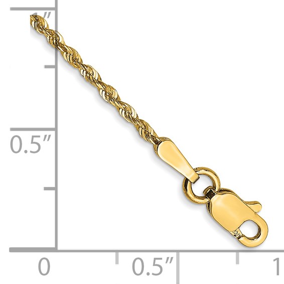 14K 1.5mm Ultra Diamond-cut Rope with Lobster Clasp Chain (per inch)
