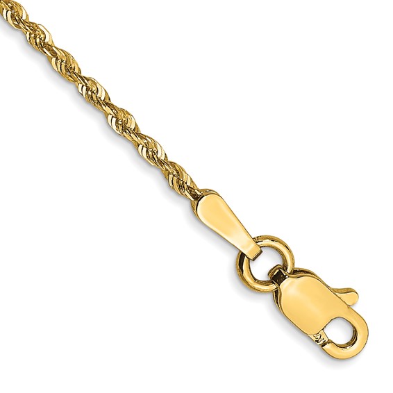 14K 1.5mm Ultra Diamond-cut Rope with Lobster Clasp Chain (per inch)