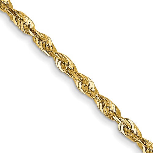 14K 20 inch 1.5mm Extra Light Diamond-cut Rope with Lobster Clasp Chain