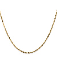 14K 1.8mm Yellow Gold Ultra Diamond-cut Rope Chain with Lobster Clasp, 16" view 2