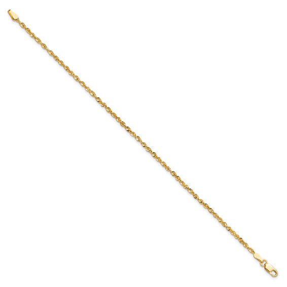 14K 2mm Ultra Diamond-cut Rope with Lobster Clasp Chain (per inch)