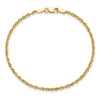 14K 2mm Yellow Gold Ultra Diamond-cut Rope Chain with Lobster Clasp, 8" view 5