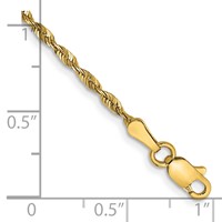 14K 2mm Yellow Gold Ultra Diamond-cut Rope Chain with Lobster Clasp, 8" view 3
