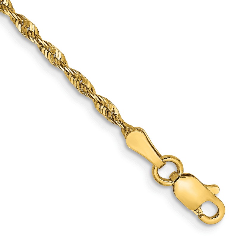 14K 7 inch 2mm Ultra Diamond-cut Rope with Lobster Clasp Chain