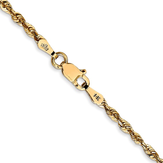 14K 2.25mm Ultra Diamond-cut Rope with Lobster Clasp Chain (per inch)