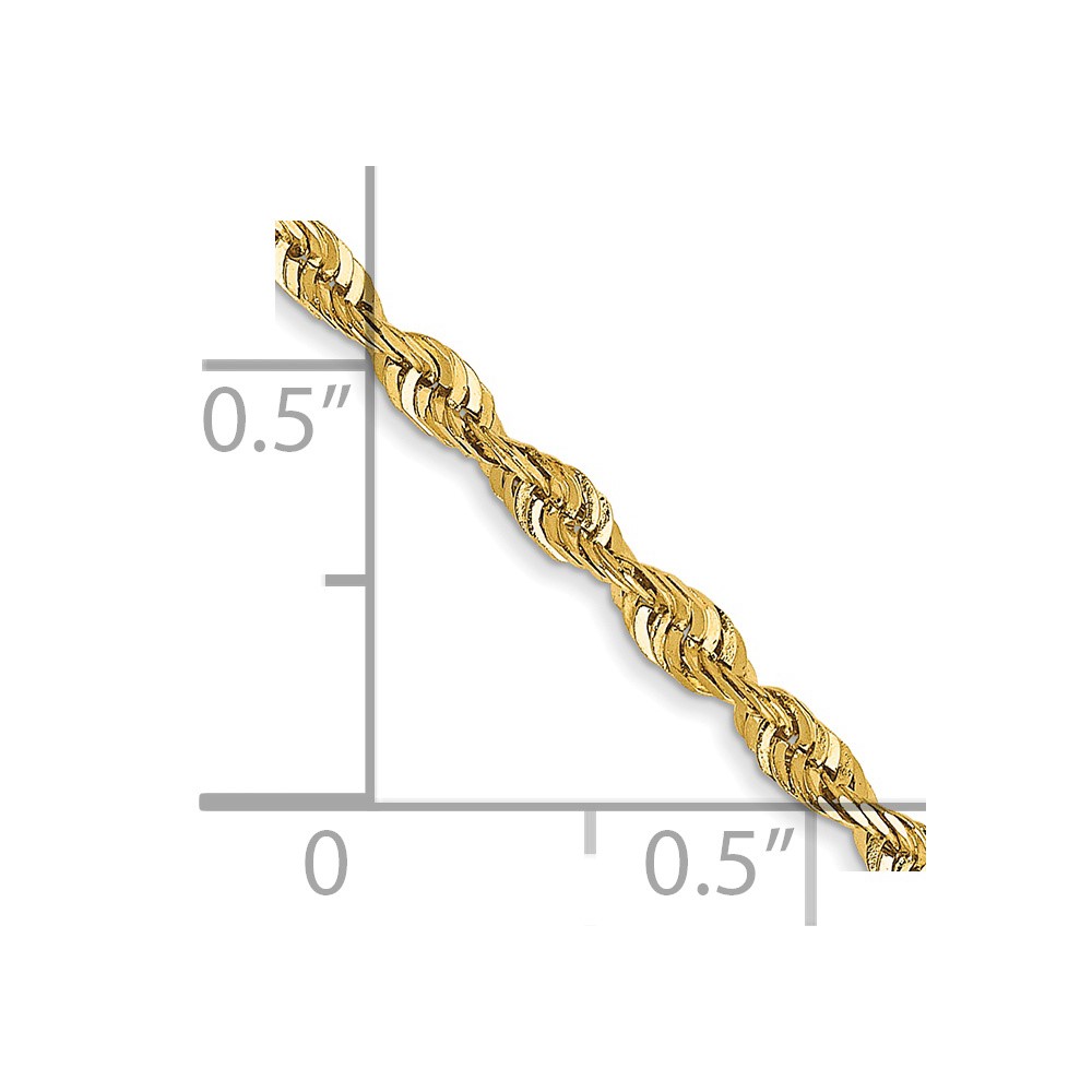Pre-owned Superdealsforeverything Real 14kt 2.25mm Diamond Cut Extra-light Rope Chain; 16 Inch In Yellow