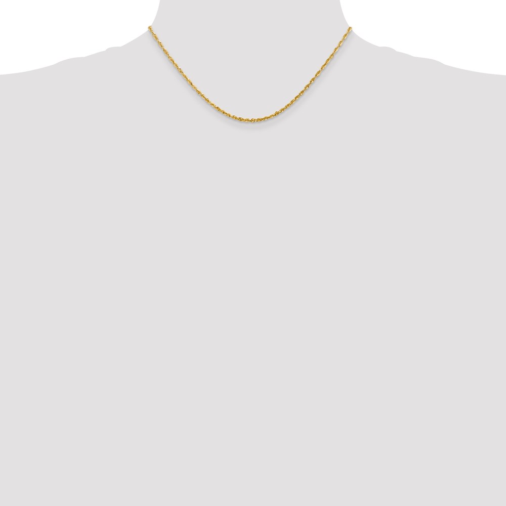 Pre-owned Superdealsforeverything Real 14kt 2.25mm Diamond Cut Extra-light Rope Chain; 16 Inch In Yellow