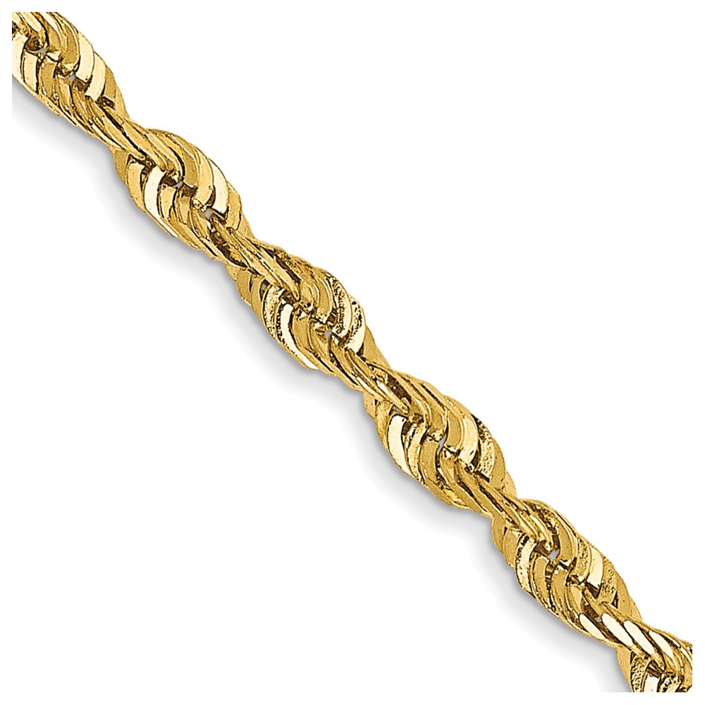 Pre-owned Superdealsforeverything Real 14kt 2.25mm Diamond Cut Extra-light Rope Chain; 16 Inch In Yellow