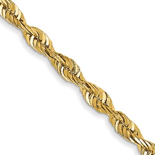 14K 2.25mm Ultra Diamond-cut Rope with Lobster Clasp Chain (per inch)