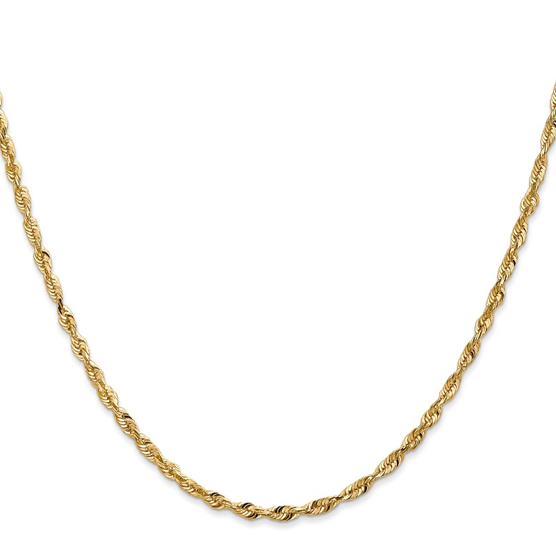 14K 24 inch 2.5mm Ultra Diamond-cut Rope with Lobster Clasp Chain