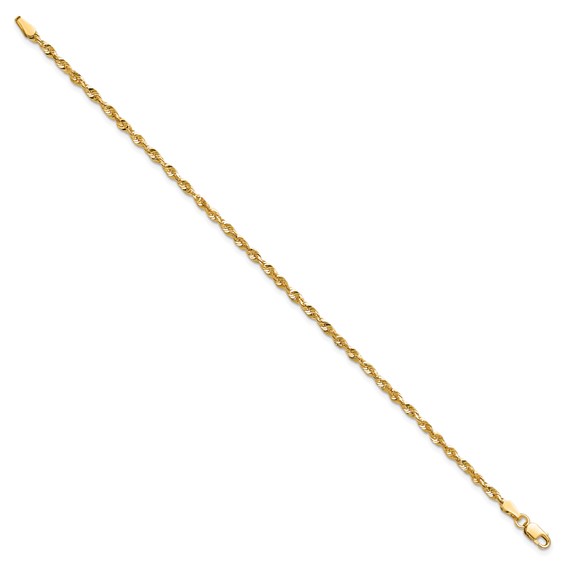 14K 2.5mm Ultra Diamond-cut Rope with Lobster Clasp Chain (per inch)