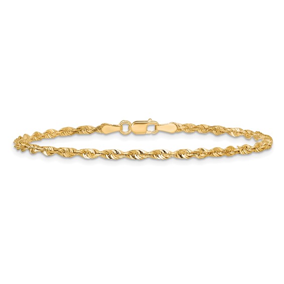 14K 2.5mm Ultra Diamond-cut Rope with Lobster Clasp Chain (per inch)