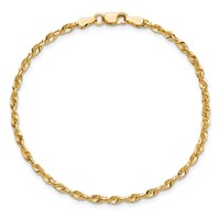 14K 2.5mm Yellow Gold Ultra Diamond-cut Rope Chain with Lobster Clasp, 7" view 5
