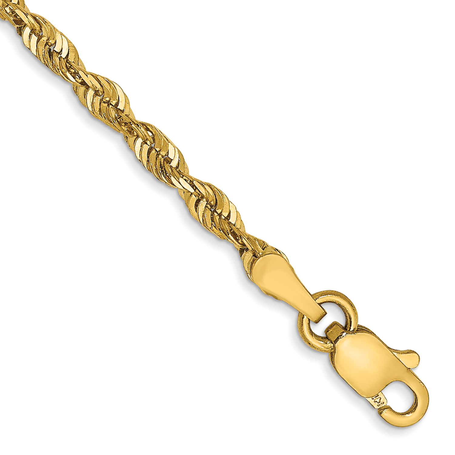 14K 7 inch 2.5mm Ultra Diamond-cut Rope with Lobster Clasp Chain (EXL021-7)