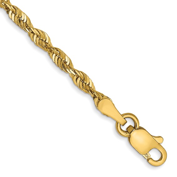 14K 2.5mm Ultra Diamond-cut Rope with Lobster Clasp Chain (per inch)