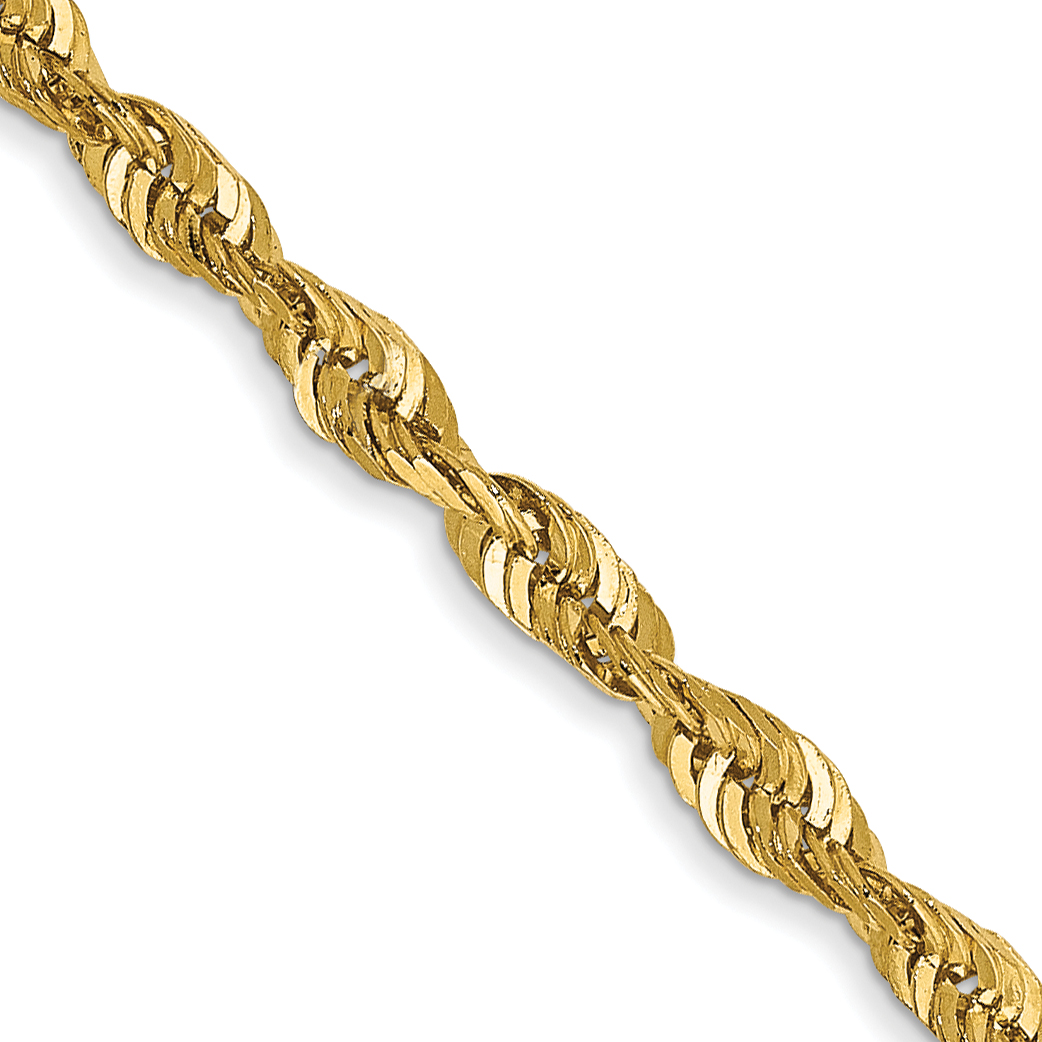 14K 18 inch 2.5mm Ultra Diamond-cut Rope with Lobster Clasp Chain (EXL021-18)