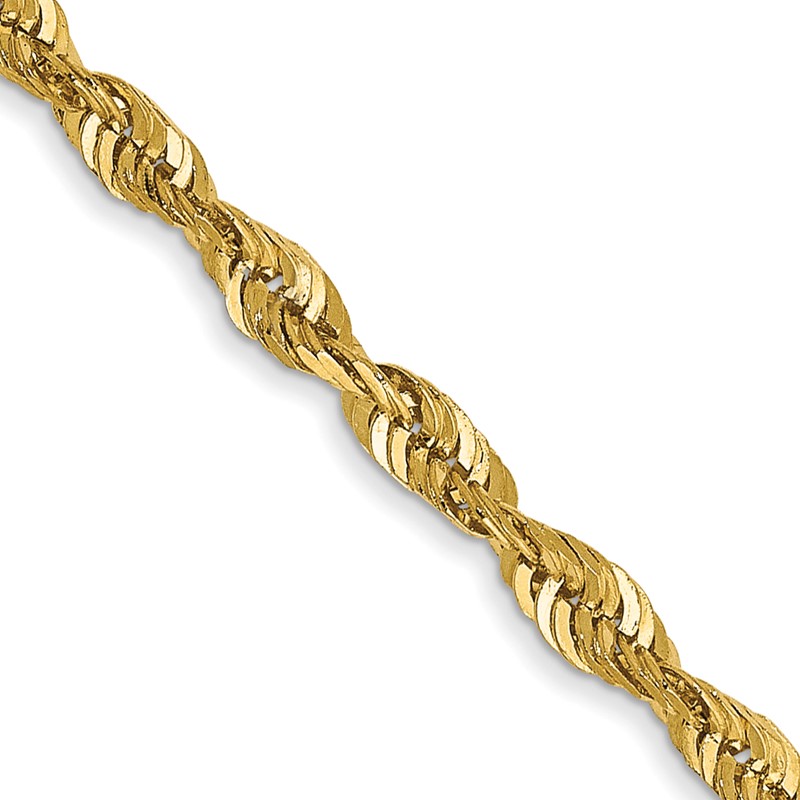 14K 24 inch 2.5mm Ultra Diamond-cut Rope with Lobster Clasp Chain