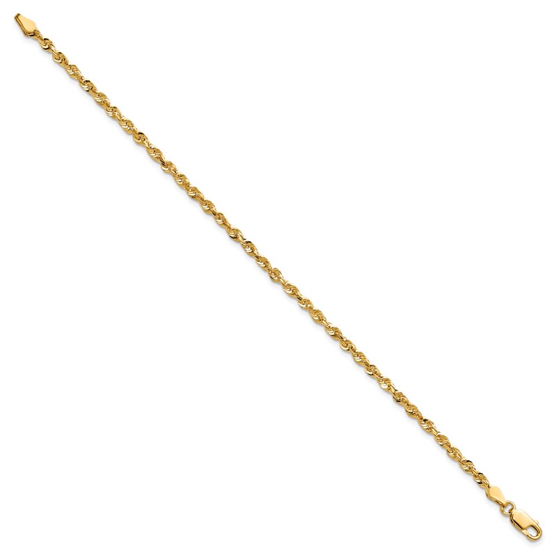 14K 8 inch 2.75mm Ultra Diamond-cut Rope with Lobster Clasp Chain