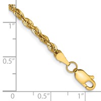 14K 2.75mm Yellow Gold Ultra Diamond-cut Rope Chain with Lobster Clasp, 7" view 3